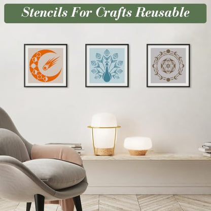 Sun Moon Stencils for Crafts Reusable 20Pcs Stencils(5.9X5.9 Inch) - color: Moon 2