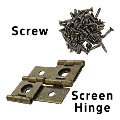12PCS 47x47mm Double Acting Folding Screen Hinges, Retro Style Cabinet Door Hinges with Mounting Screws, Antique Bronze - color: Antique Bronze
