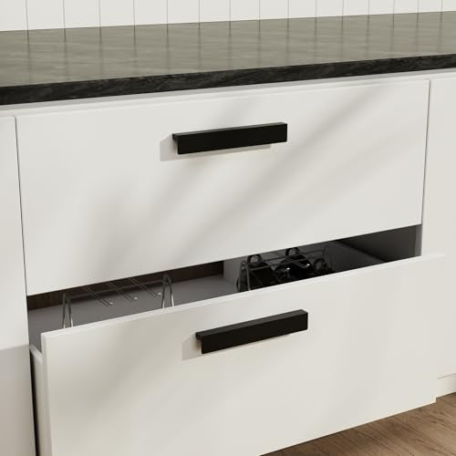 Peaha 10 Pack 7-9/16 Black Cabinet Handles Finger Edge Pulls for Cabinets - color: Black, size: 7-9/16" Hole Center