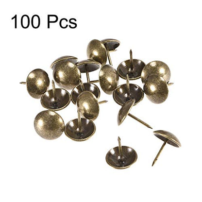 uxcell Upholstery Nails Tacks 19mm Dia 23mm Height Retro Round Thumb Push Pins Bronze Tone for Furniture Sofa Headboards, 100 Pcs - size: 19mm x 23mm