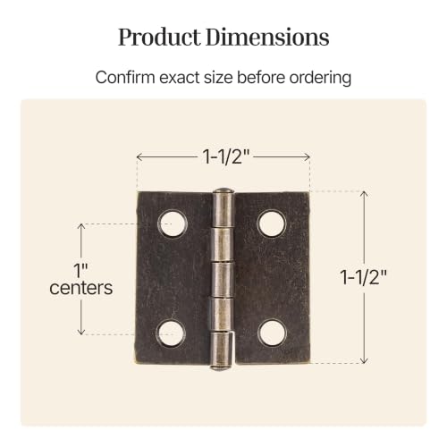 Antique Brass Butt Hinges - 1-1/2" x 1-1/2" - Pack of 2 - Cabinet Door and Box Hinges - BH6-SAB (1) - color: Antique Brass