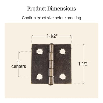 Antique Brass Butt Hinges - 1-1/2" x 1-1/2" - Pack of 2 - Cabinet Door and Box Hinges - BH6-SAB (1) - color: Antique Brass