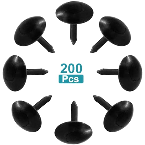 Piutouyar 200 Pcs Black Upholstery Tacks Antique Thumb Tacks, 11 x 11mm - size: 11x11mm