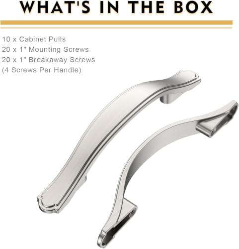 6 Pack Brushed Satin Nickel Kitchen Cabinet Handles Cabinet Pulls 3 inch Hole Center Cabinet Hardware Drawer Handles for Cabinet Dresser and Cupboard AT2792BSN - color: Brushed Satin Nickel, size: 3 Inch Hole Centers, style: 6 Pack