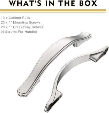 6 Pack Brushed Satin Nickel Kitchen Cabinet Handles Cabinet Pulls 3 inch Hole Center Cabinet Hardware Drawer Handles for Cabinet Dresser and Cupboard AT2792BSN - color: Brushed Satin Nickel, size: 3 Inch Hole Centers, style: 6 Pack