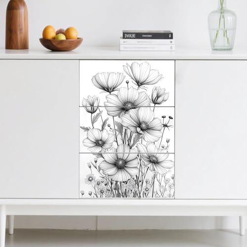 Peacoblue Sketch Flower Rub On Transfers for Furniture Craft 6"x12" - style: Sketch Flower