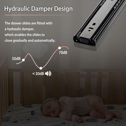 Full Extension Drawer Slides 12 Inch 1 Pairs Side Mount Metal Ball Bearing Drawer Slides Rails,10 12 14 16 18 20 22 Inch 100 LB Load Capacity Cabinet Wardrobe Slider Kitchen Glides - size: 12 Inch