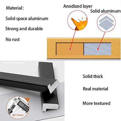 Goo-Ki Cabinet Handles 12 PCS - Black Drawer Pulls 7-1/2 in (192mm) Hole Centers - Tilted Solid Drawer Handles for Kitchen Cabinet Pulls - Finger Pull - color: Matte Black, size: 7-1/2 Inch Hole Center