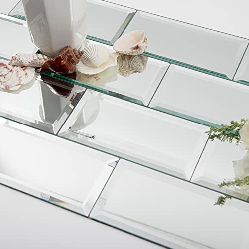 Lovdeco Mirror Peel and Stick Tile, Beveled Subway Mirror Backsplash 3x6 Inch for Kitchen Bathroom Wall (40 Pcs, 5 SQ.FT.) - color: Silver, size: 3x6 Inch