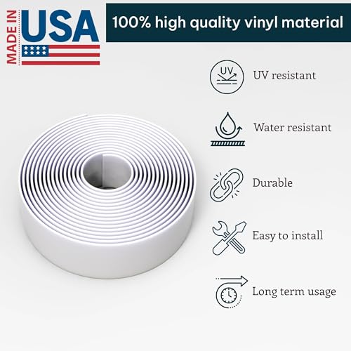 KOMORAX 200ft Long 1.5" Wide Vinyl Chair Strapping. Repair & Replacement Matte Finish.for Patio Outdoor Lawn Garden Durable Attractive (White) - color: White