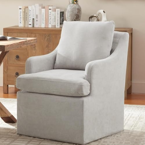 VKNOW Upholstered Dining Chairs Set of 6, Dining Room Chairs with Casters - color: Light Grey, size: 6