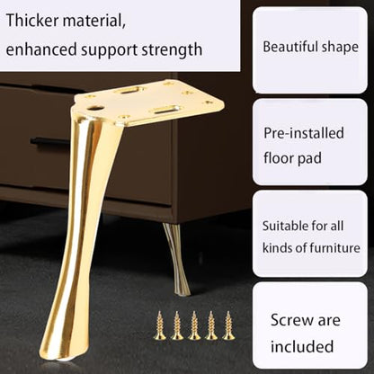 6 Inch Furniture Legs Heavy Duty Metal Furniture Feet Gold Sofa/Cabinet/Table Legs 6 Inch Cabinet Legs Set of 4 Couch Feet Replacement for Dresser (Gold)