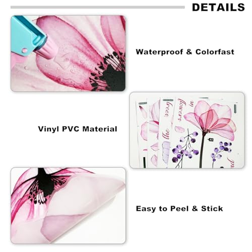 Vancoup 4 Sheets Huge Pink Flower Wall Stickers Self-Adhesive Art Decor - color: Pink Flower