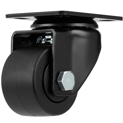 Finnhomy 2 Inch Caster Wheels Set of 4 Heavy Duty Low Profile Plate Swivel Casters Premium Solid Nylon Wheels 2,200 Lbs Anti-wear Furniture Casters Extra-Wide Smooth for Industrial Workbench Black - size: 2" (No Brake)