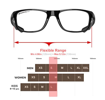 HTS HUNTERSKY TR90NZZ Safety Glasses with Side Shield Small Size Women Men ANSI Z87 Anti Fog Scratch Resistant Lab Pickleball - color: Gloss Black