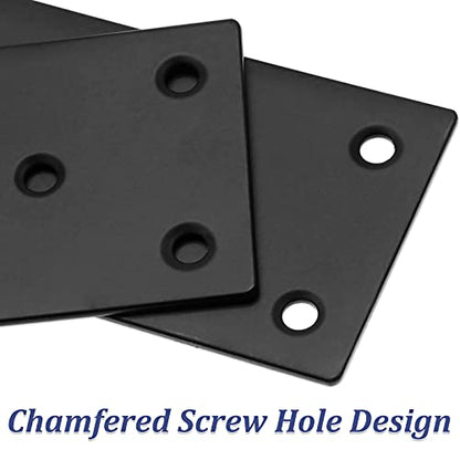 Bonsicoky 8Pcs Flat Straight Brace Brackets, 3.9 x 2 / 100 x 50mm - size: 4" x 2" - 8 PCS, style: Black