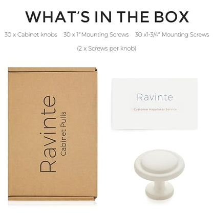 Ravinte White Round Cabinet Knobs,Zinc Pulls,1-1/4 Inch,30 Pack - color: White