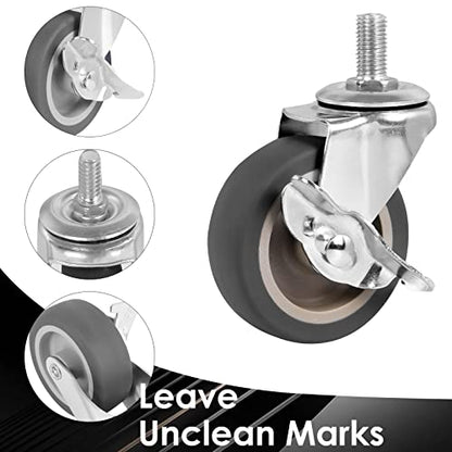 Caster Wheels, 3 Inch Stem Casters Set of 4, Heavy Duty Swivel Wheel with Brake, Metric Size M10-1.5-25 (Screw Diameter 10mm, Screw Length 25mm) Casters for Workbench Trolley, Furniture Dolly - style: M10-25