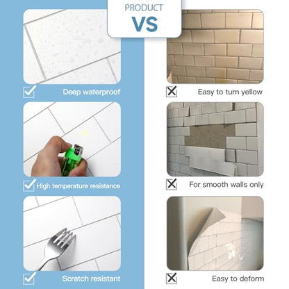 2026 New Upgrade Peel and Stick Backsplash Tile, Peel and Stick 11.34" X 11.57" Wall Tile for Kitchen, Bathroom, Fireplace, Laundry (Pure White, 10 Packs) - color: Pure White