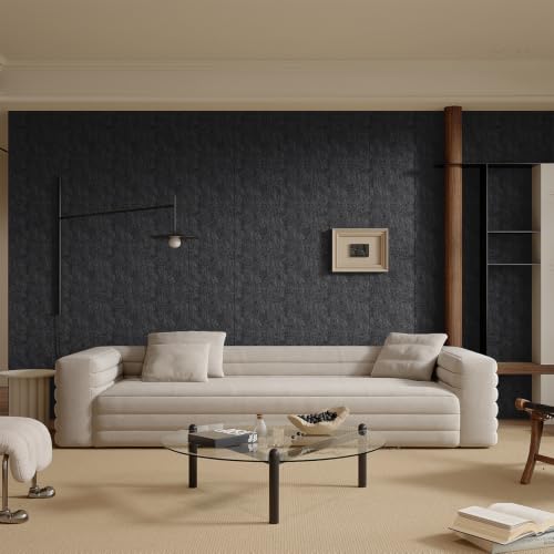 Yutianli 3D Wall Panel Peel and Stick Soundproof Foam Linen Wall Cloth Dark Grey 16.7"x118" Self-Adhesive Decorative Wallpaper Anti-Collision Wall Padding - color: Dark Gray