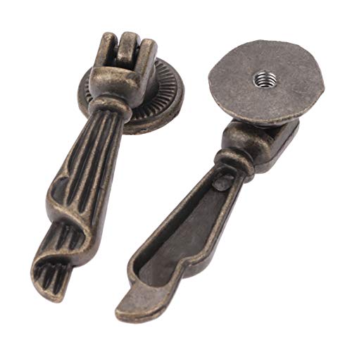 dophee 2Pcs Antique Bronze Metal Decorative Single Hole Drop Handle
