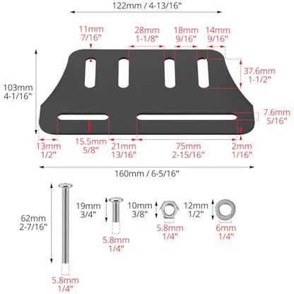QWORK Bed Frame Brackets, 2 Pcs Heavy Duty Bed Frame Adapter to Connect Headboard Footboard