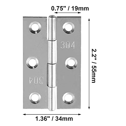 Biaungdo 2.5 Inch Butt Hinge, Stainless Steel Small Hinges, 10 Pack - size: 2.5 Inch