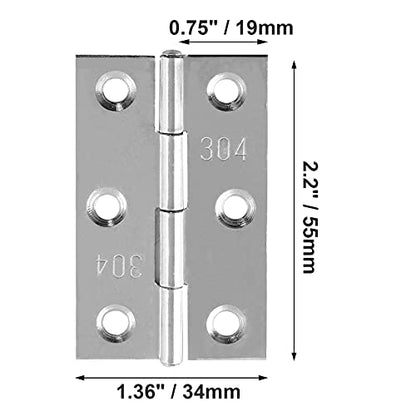 Biaungdo 2.5 Inch Butt Hinge, Stainless Steel Small Hinges, 10 Pack - size: 2.5 Inch