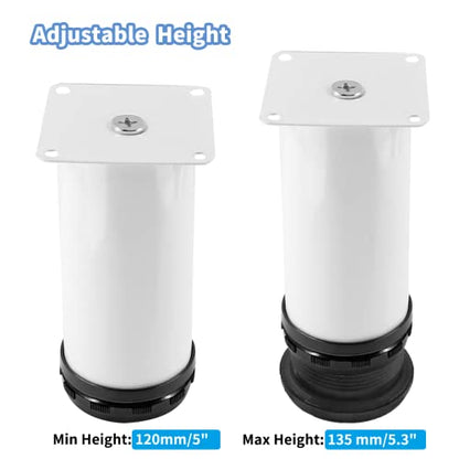 Set of 4 Adjustable Stainless Steel Furniture Legs 5 Inch White - color: White, size: 5 inch