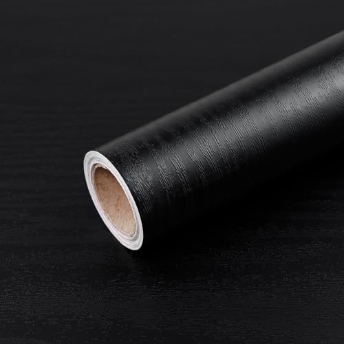 Wood Grain Contact Paper Wooden Peel and Stick Wallpaper 11.8"x78.7" - color: Black, size: 11.8" x 78.7"