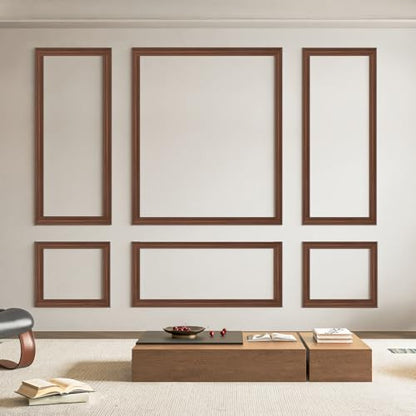Art3d Pre-Cut Wall Molding Set of 6 pcs, 3 Top 3 Bottom, Walnut - color: Walnut: Style 1