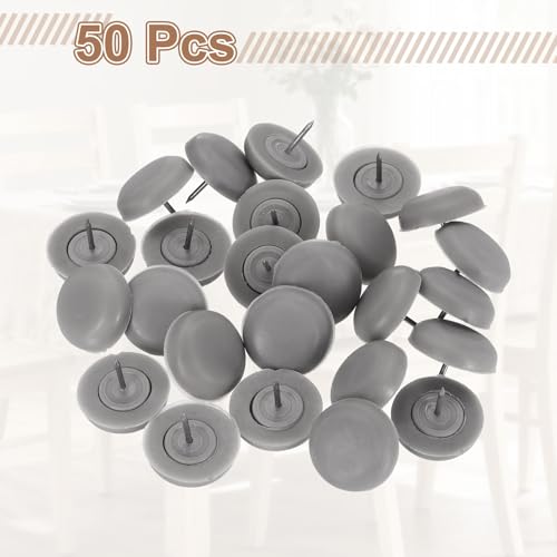 uxcell 50pcs Furniture Glides 21mm Round - Plastic with Nail, Gray - color: Grey