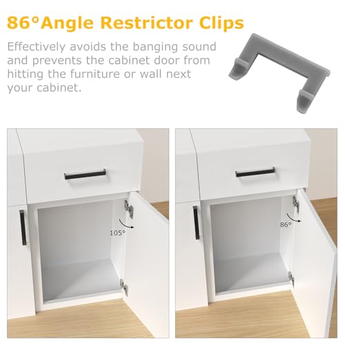 Furniware 20 Pack Cabinet Door Angle Restriction for Cabinet Hinges - size: 86° Restrictor Clips
