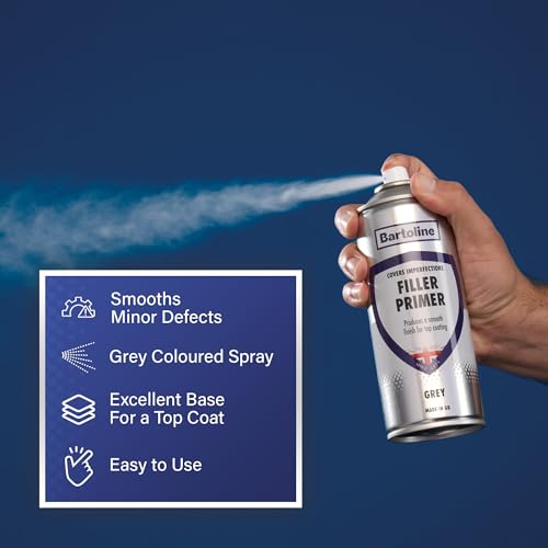 Bartoline Filler Primer Spray Paint, Gray, 13.5 oz - Sandable Finish Multi-Surface Filler & Primer for Metal, Wood & Plastic - Fast-Drying - 400 ml - size: 13.5 Ounce (Pack of 1)