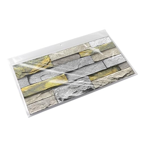 Alwayspon 24Pcs 12x6inch Peel&Stick Wall Sticker Vinly Wallpaper, Waterproof Backsplash for Kitchen Bathroom, Self-Adhesive Tile Transfers Decal Stick on Tiles with Yellow Stone Brick Effect - color: Fg-l14, size: 24 Pcs