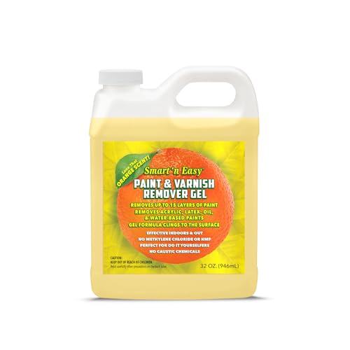 Smart 'n Easy Paint & Varnish Remover Gel - Do It Yourself Friendly Paint Remover - Strips Multiple Layers of Acrylic, Latex, Oil & Water-Based Paints & Varnishes - 32oz - size: 32 Fl Oz (Pack of 1)