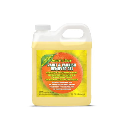 Smart 'n Easy Paint & Varnish Remover Gel - Do It Yourself Friendly Paint Remover - Strips Multiple Layers of Acrylic, Latex, Oil & Water-Based Paints & Varnishes - 32oz - size: 32 Fl Oz (Pack of 1)