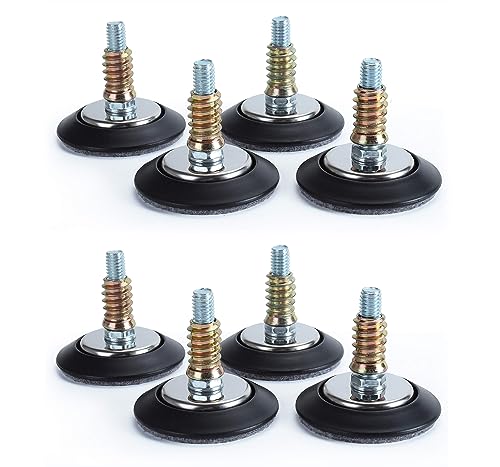 Leveling Feet 8PK with 3/8"-16 Thread Inserts and Felt Pads - size: D64mm Black