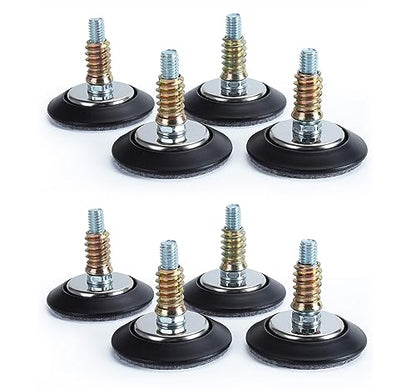 Leveling Feet 8PK with 3/8"-16 Thread Inserts and Felt Pads - size: D64mm Black