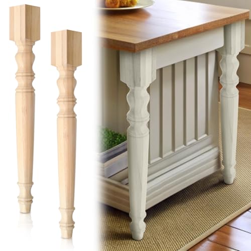 DoubleFill 2 Pcs Unfinished Kitchen Island Legs Wood Table Legs, Classic - color: Classic, size: 35.4" H X 3.7" W X 3.7" D