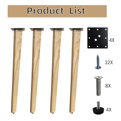 QLLY 30 Inch Solid Wood Table Legs, Wood Furniture Replacement Leg, Natural - color: Natural, size: 30"