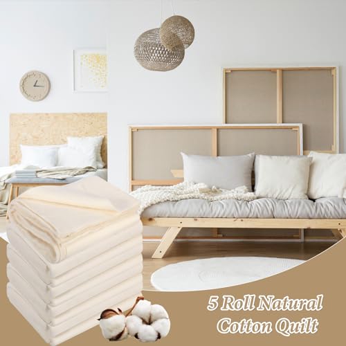 5 Pcs 45 x 60 Inch Natural Cotton Batting for Quilting