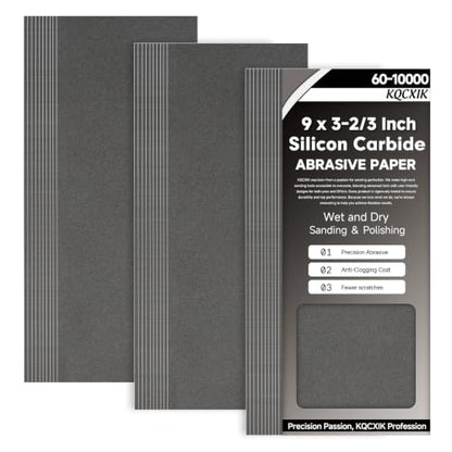 Premium 30-Sheet 1200 Grit Wet Dry Sandpaper, 9 x 3-2/3 Inch - style: 1200Grit