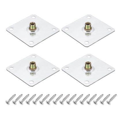 uxcell 4Pcs M8 Brad Hole t Nut, 70mm/2.8inch Square Base Weld Nuts Flange Insert Female Thread with Mounting Screws for Wood Furniture - size: M8
