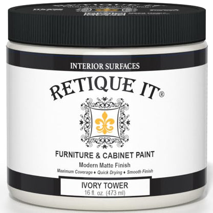 Retique It Furniture and Cabinet Paint - Paint for Cabinets, Dressers, Tables, Doors and DIY Home Decor Projects, Ivory Tower, 16 oz