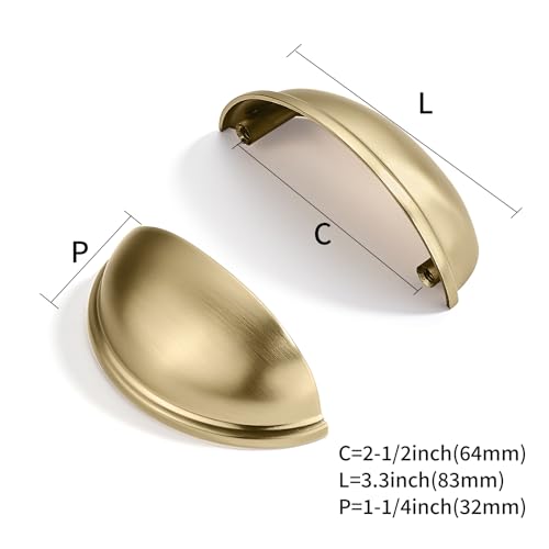 10 Pack 2-1/2" Drawer Pulls Champagne Bronze Cabinet Cup Pulls Kitchen Hardware Cabinet Handles Drawer Handles Knobs 2.5 inch Hole Center - color: Champagne Bronze, size: 2-1/2"(64mm) Hole Center
