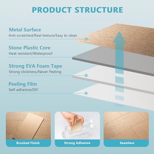 Vamos Tile 100-Pack Peel and Stick Backsplash Tile,3" x 6" Subway Tile - color: Brushed Rose Gold