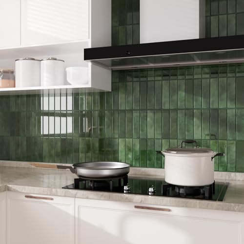 Peel and Stick Backsplash Tile for Kitchen, 10 Sheets, 11.42''x9'' - color: Green