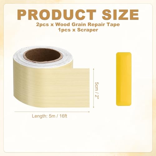 HARFINGTON Wood Grain Repair Tape 2" x16ft Self-Adhesive Repair Patch - color: Yellow Fir, size: 2" x 16ft
