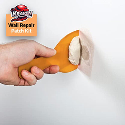 Kraken Bond Drywall Patch Repair Kit - (1x8 fl.oz.) Easy to Use Wall Patch Repair Kit for Drywall Hole & Cracks, Includes Aluminum Self-Adhesive Patch, Grit Sandpaper, Plastic Putty Knife, 1 Pack